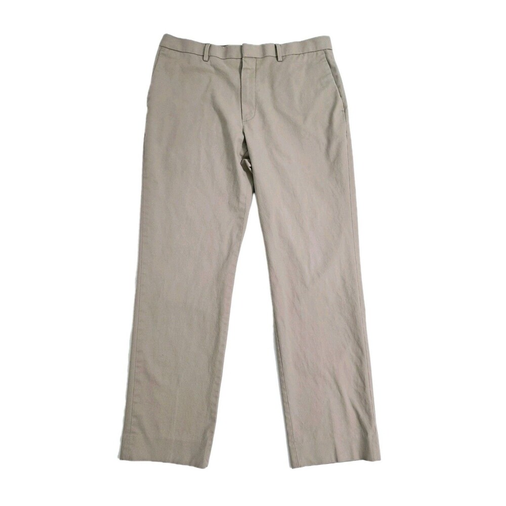 Banana Republic Mens 34x32 Slim Fit Straight Leg Khaki Chinos Pants Tan Beige
